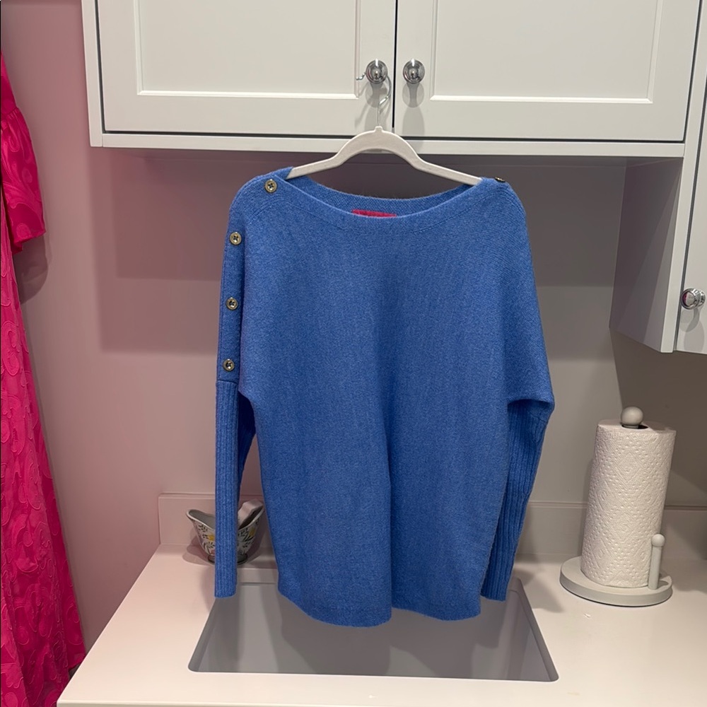 Lilly Pulitzer Blue Crew Neck Sweater Vibrant Knit